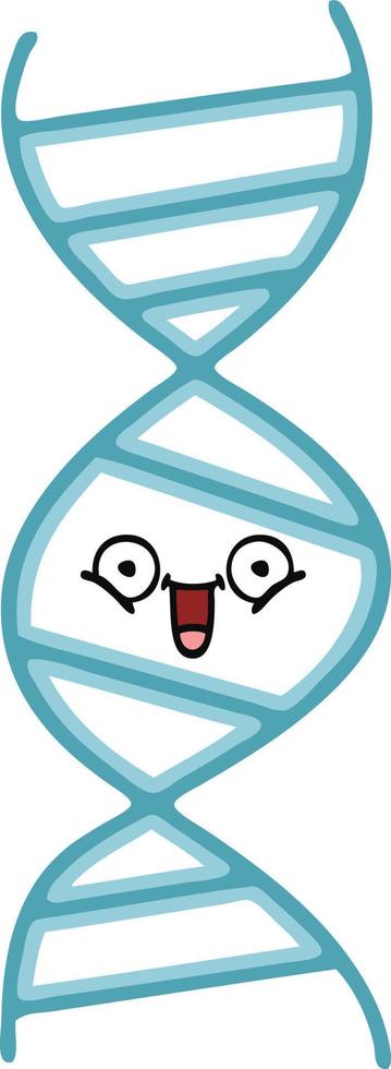 flat color retro cartoon DNA strand vector