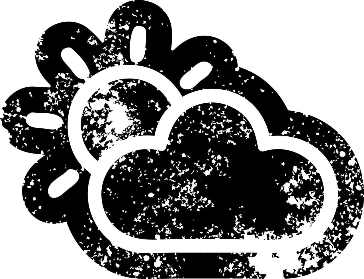 sun and cloud distressed icon vector