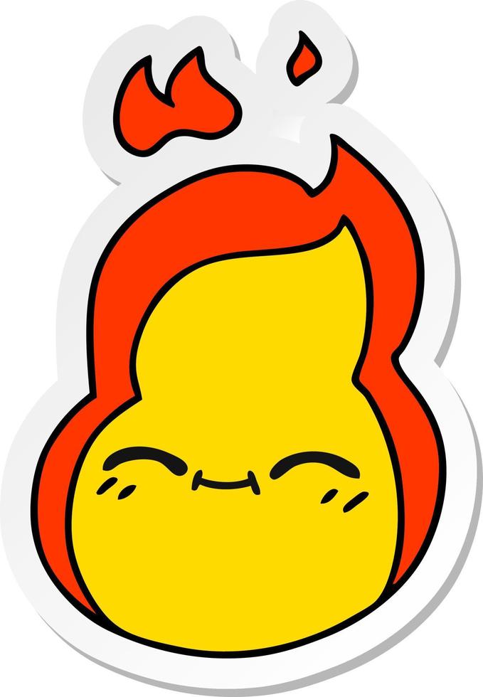 sticker cartoon of cute kawaii fire flame vector