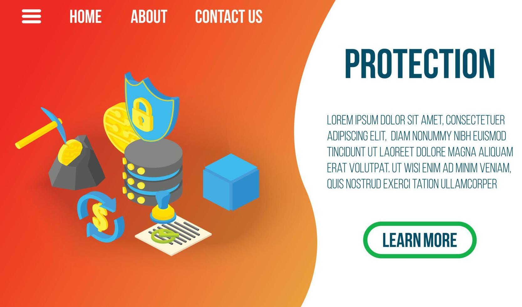 Protection concept banner, isometric style vector