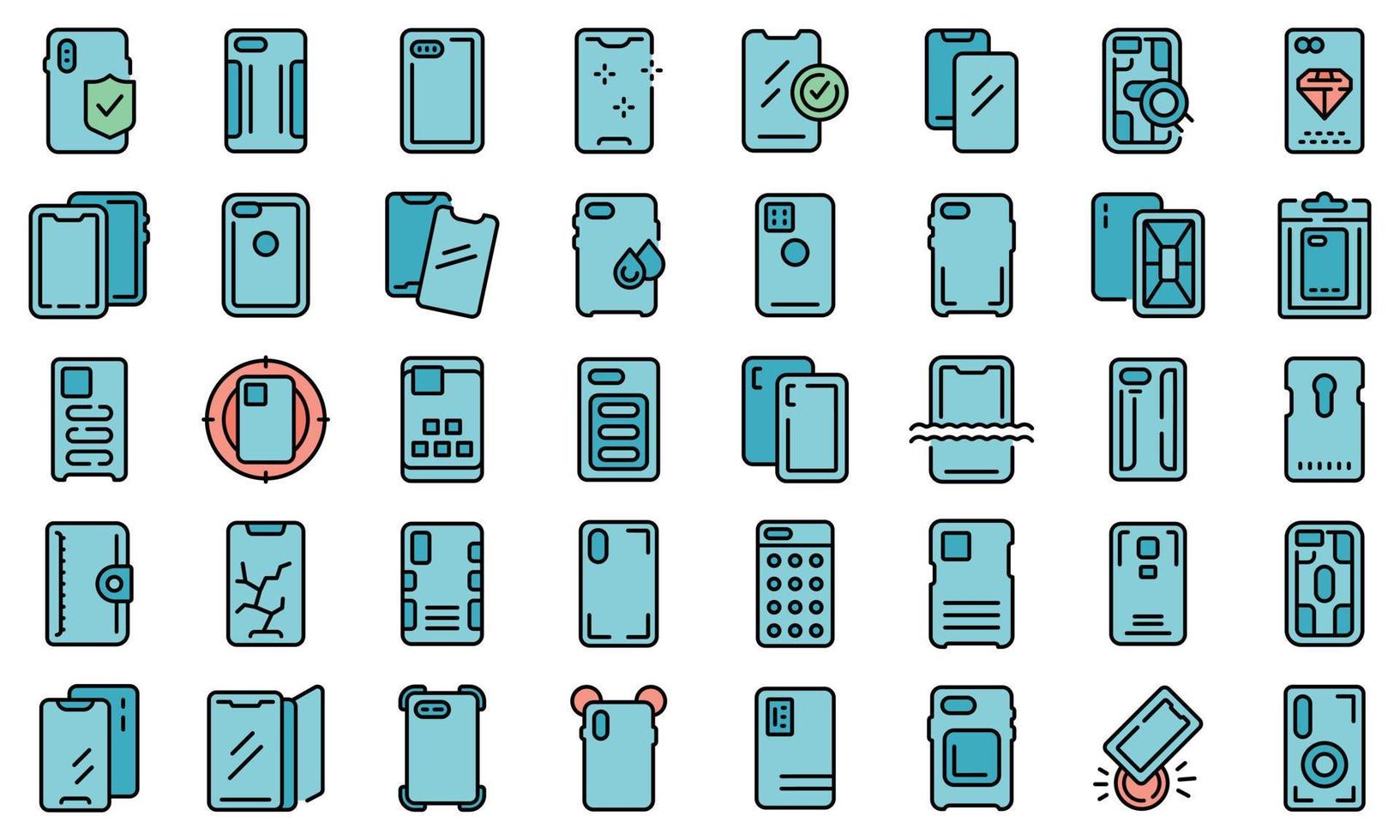 Smartphone case icons set vector flat