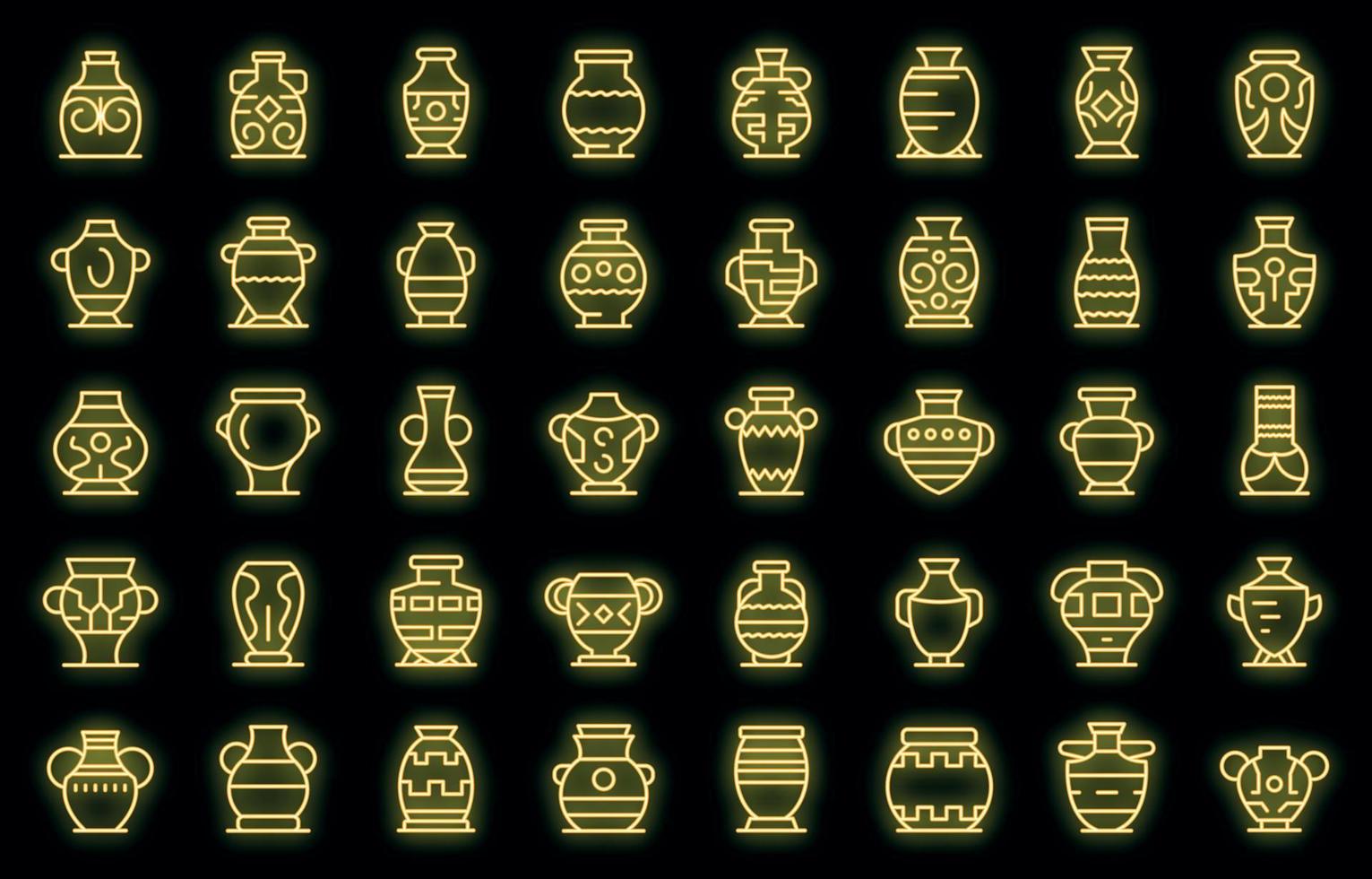 Amphora icons set vector neon