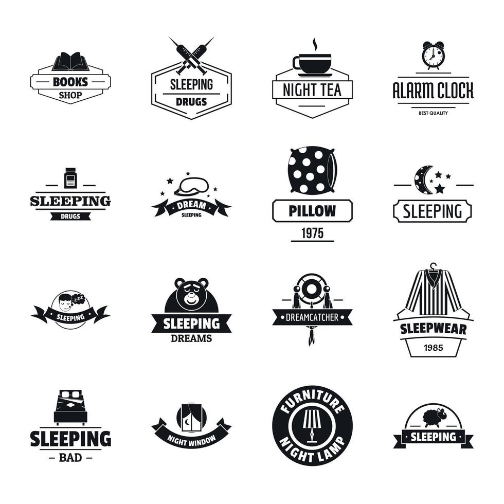 Sleep logo icons set, simple style vector