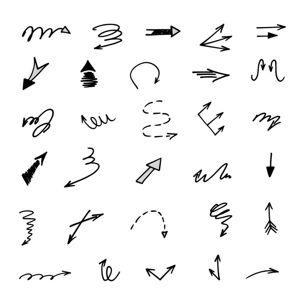 Vector set of hand drawn arrows, elements for presentation