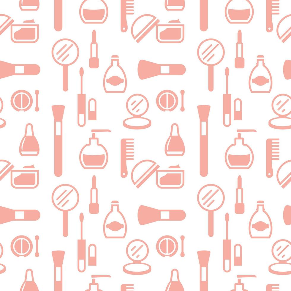 Seamless texture from cosmetics icons, pattern, abstract background, wallpaper vector
