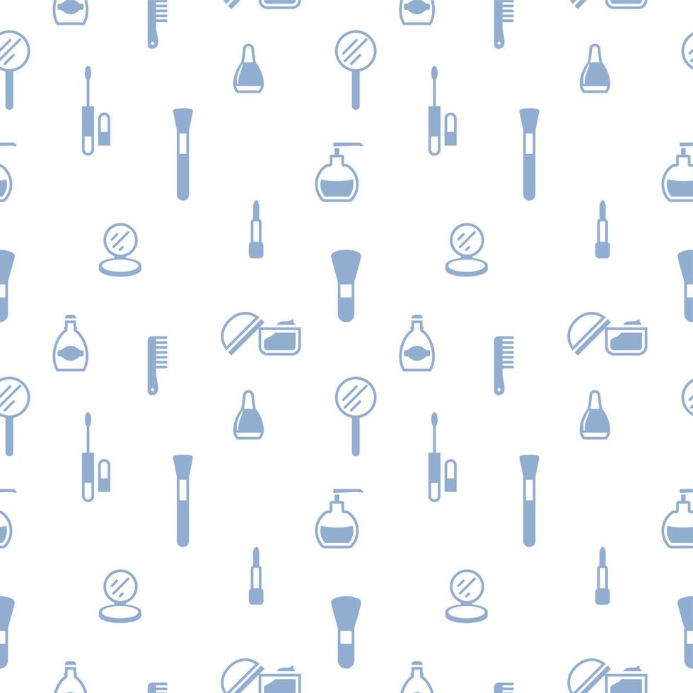 Seamless texture from cosmetics icons, pattern, abstract background, wallpaper vector