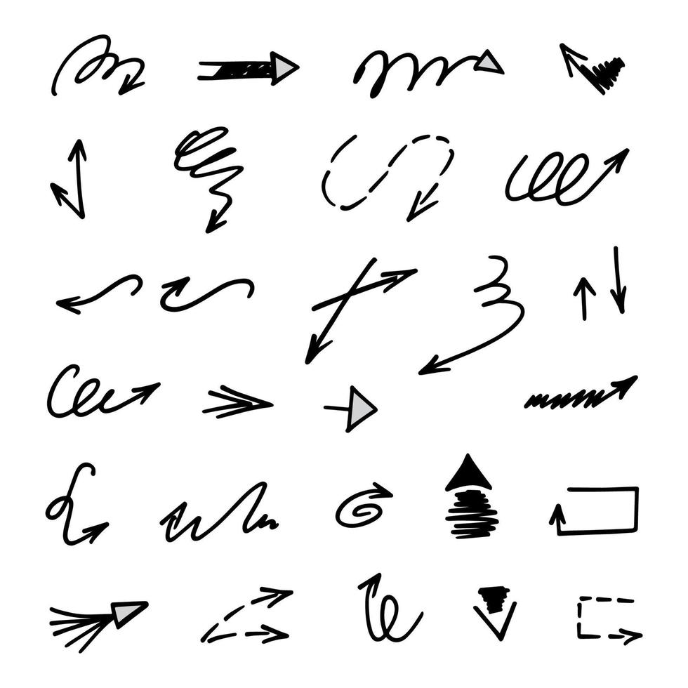 Vector set of hand drawn arrows, elements for presentation