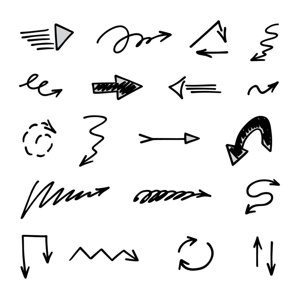 Vector set of hand drawn arrows, elements for presentation