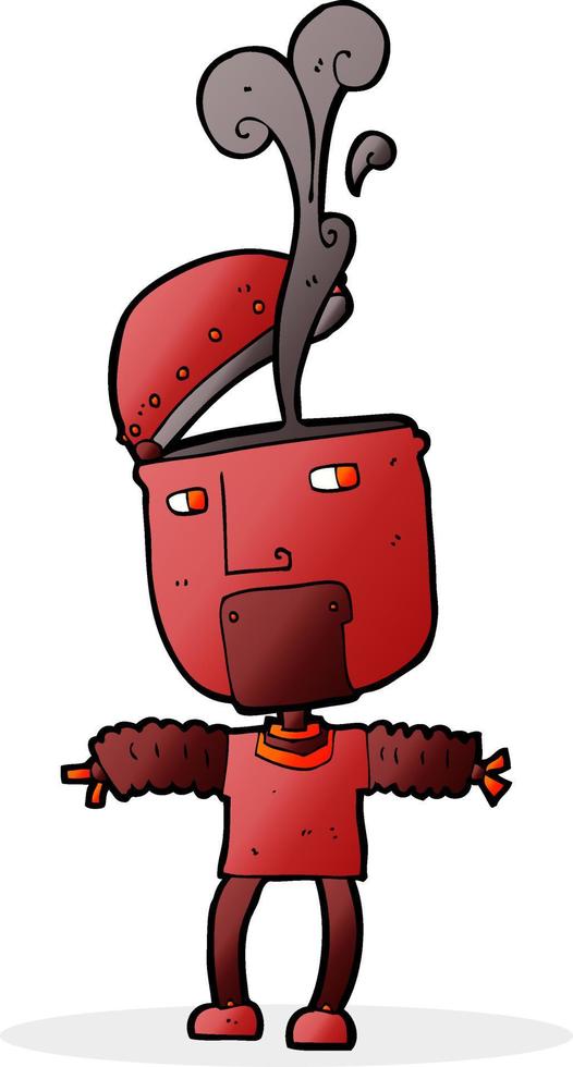 funny cartoon robot with open head vector