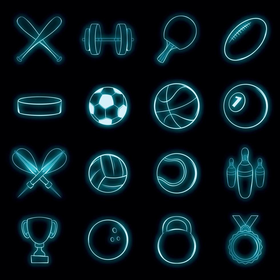 Sport icons set vector neon