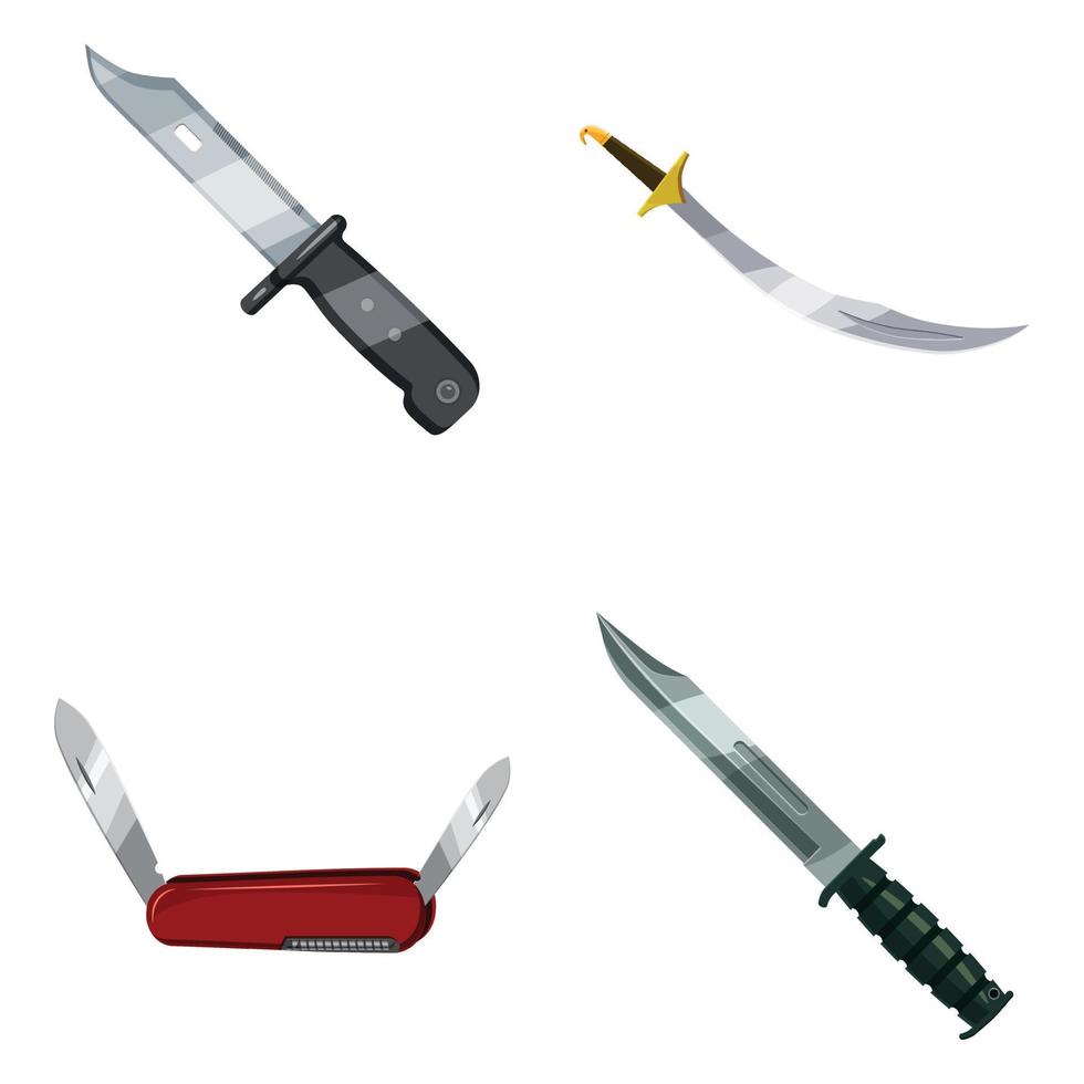 conjunto de iconos de cuchillo, estilo de dibujos animados vector