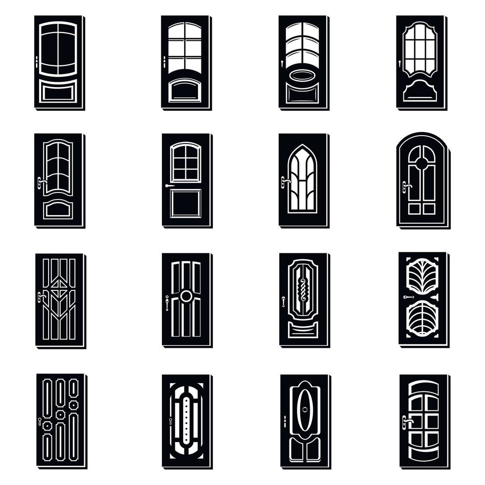 Door icons set, simple style vector