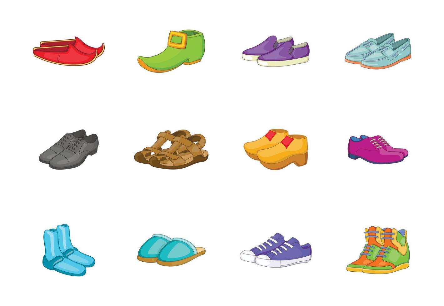 Shoes icon set, cartoon style vector