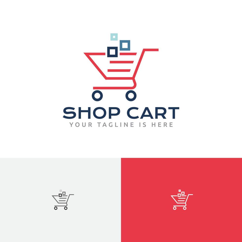 Shop Cart Shopping Center Market Monoline Logo vector