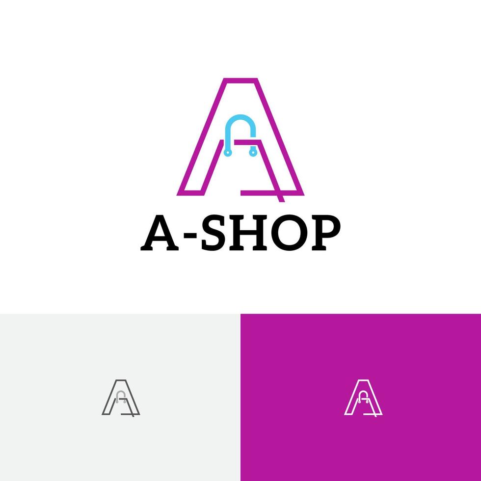A Letter Shopping Bag Modern Alphabet Line Logo vector
