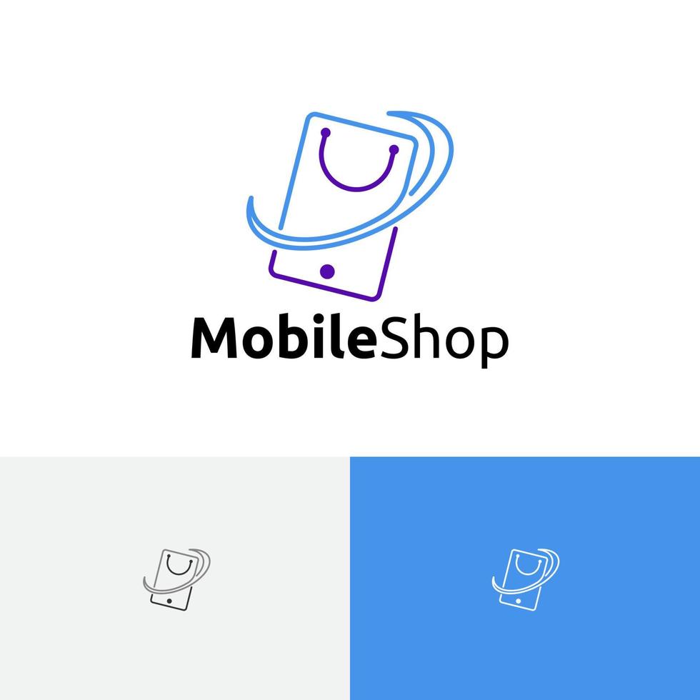 Smile Mobile Shop Phone Shopping Center Line Logo vector