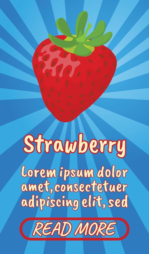 Strawberry concept banner, comics isometric style vector