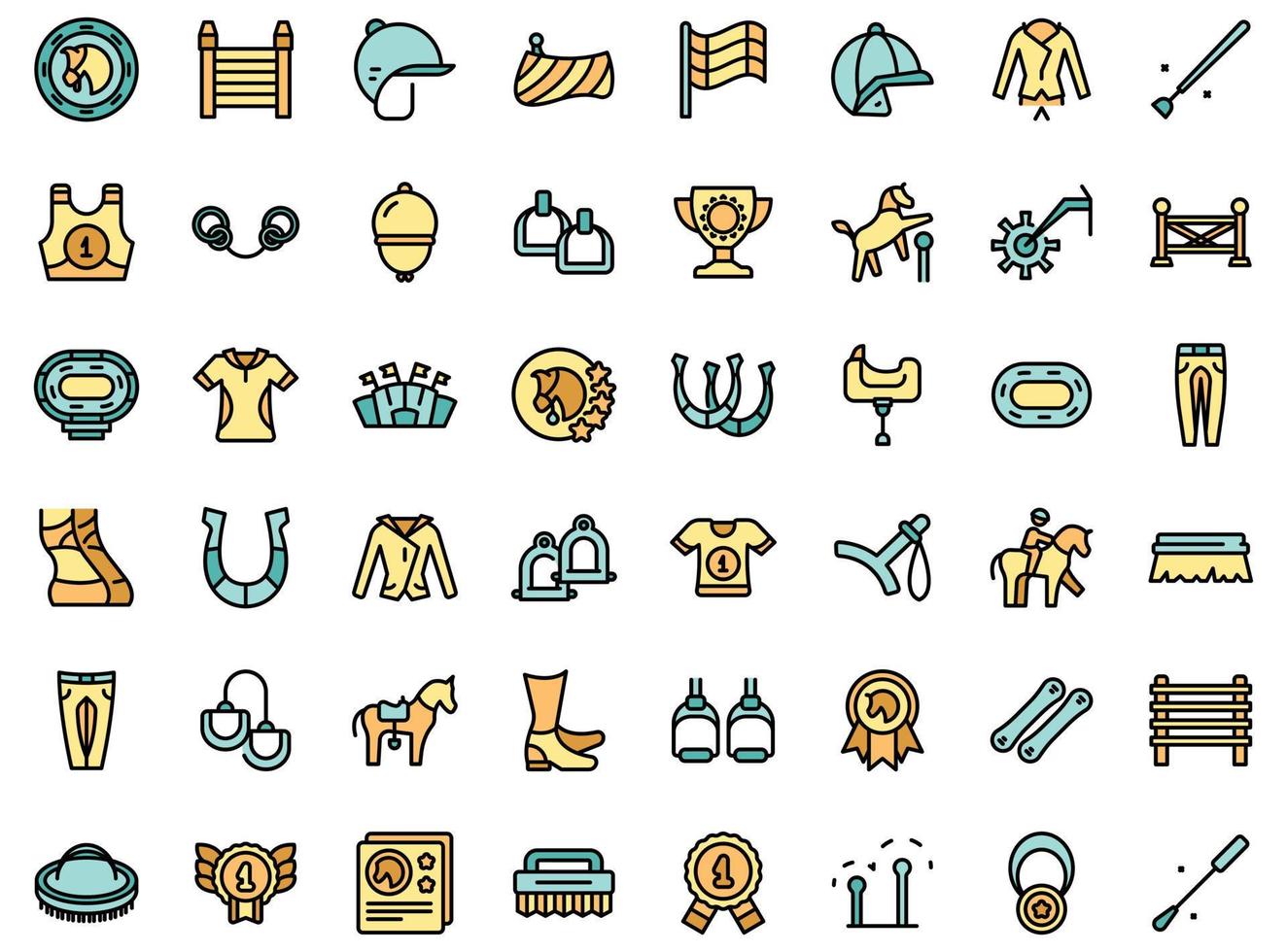 conjunto de iconos de hipódromo vector plano