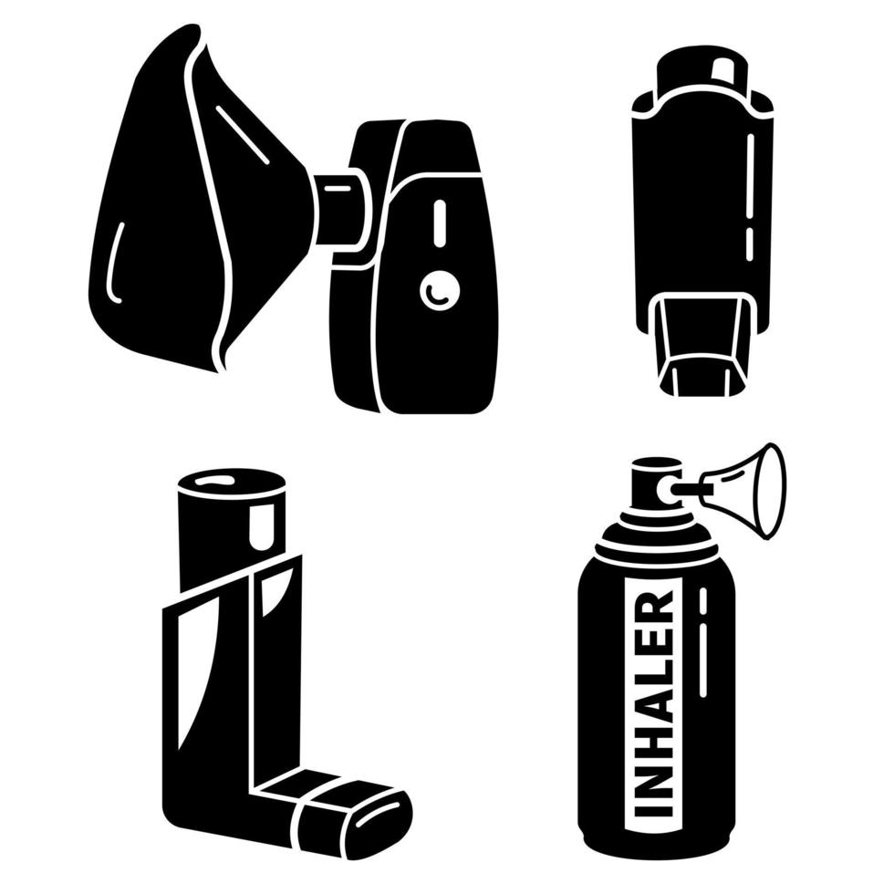 Inhaler icons set, simple style vector