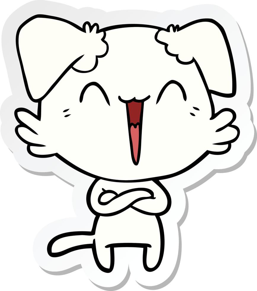 sticker of a happy little dog cartoon vector