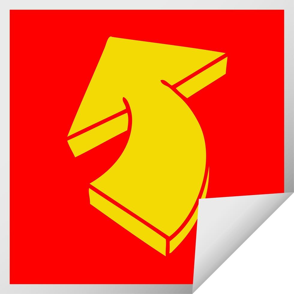 quirky square peeling sticker cartoon arrow vector