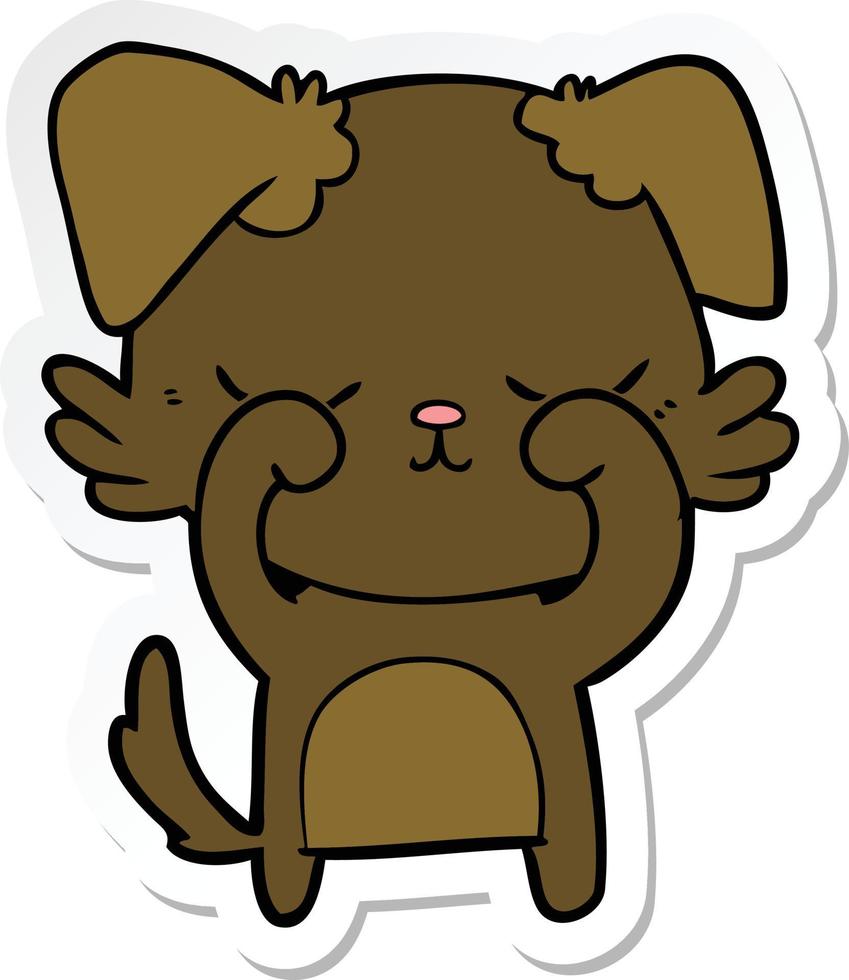 sticker of a cute cartoon dog vector