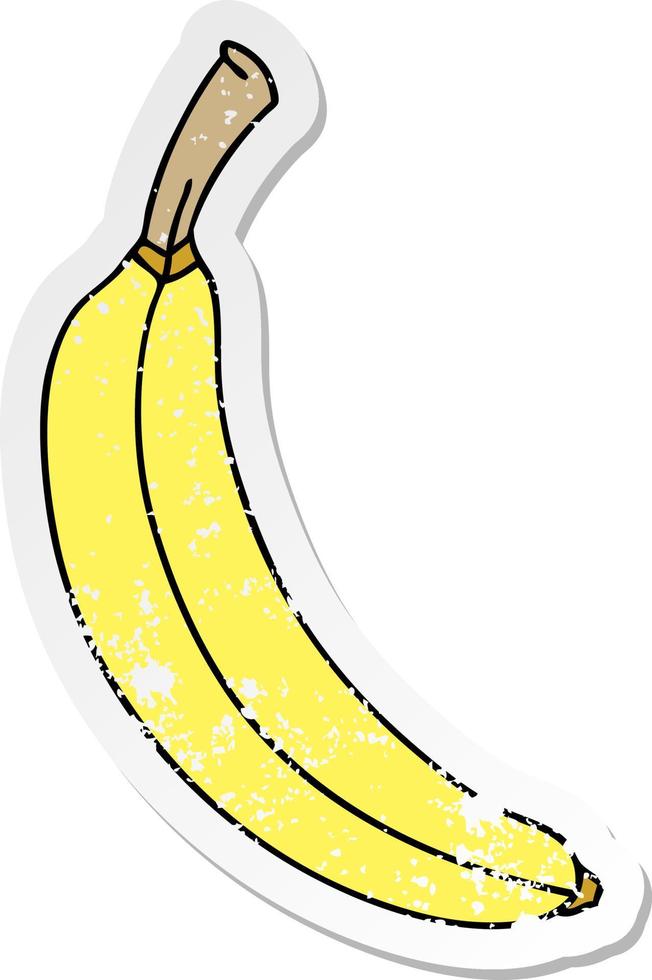 distressed sticker of a quirky hand drawn cartoon banana vector