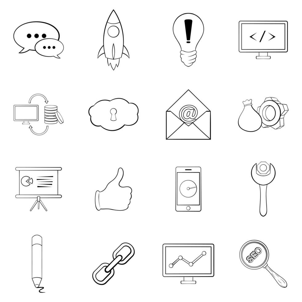 Seo icon set outline vector