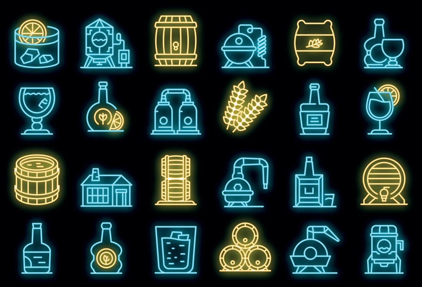 conjunto de iconos de bourbon neón vectorial vector