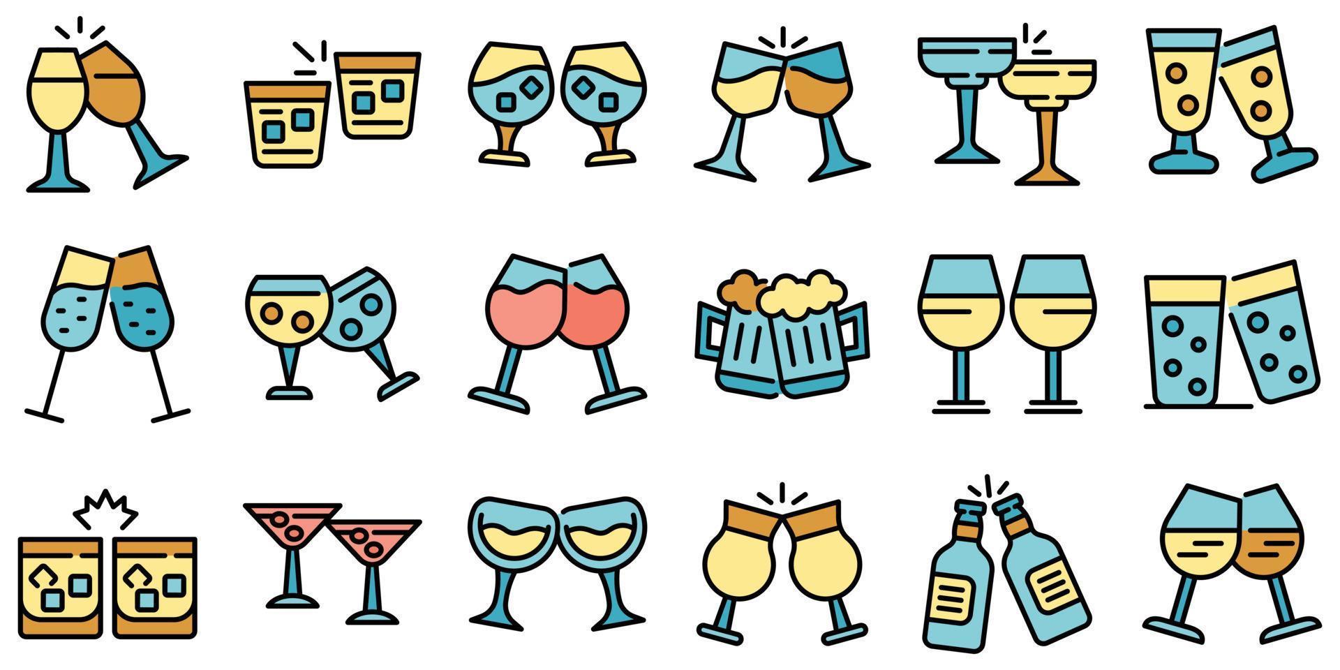 Cheers icons set vector flat