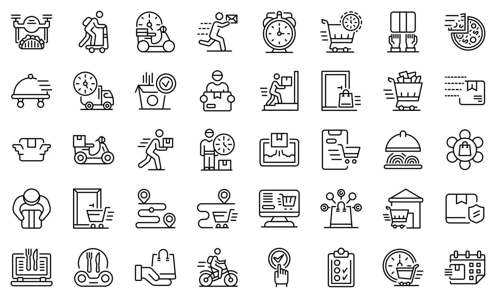 Home delivery icons set, outline style vector