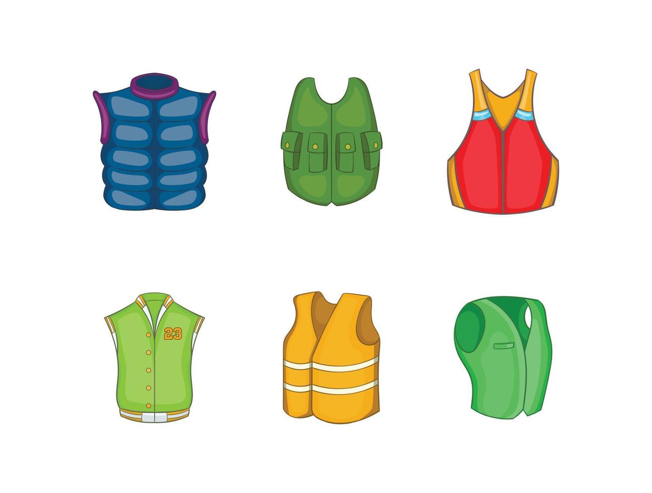 Vest icon set, cartoon style vector