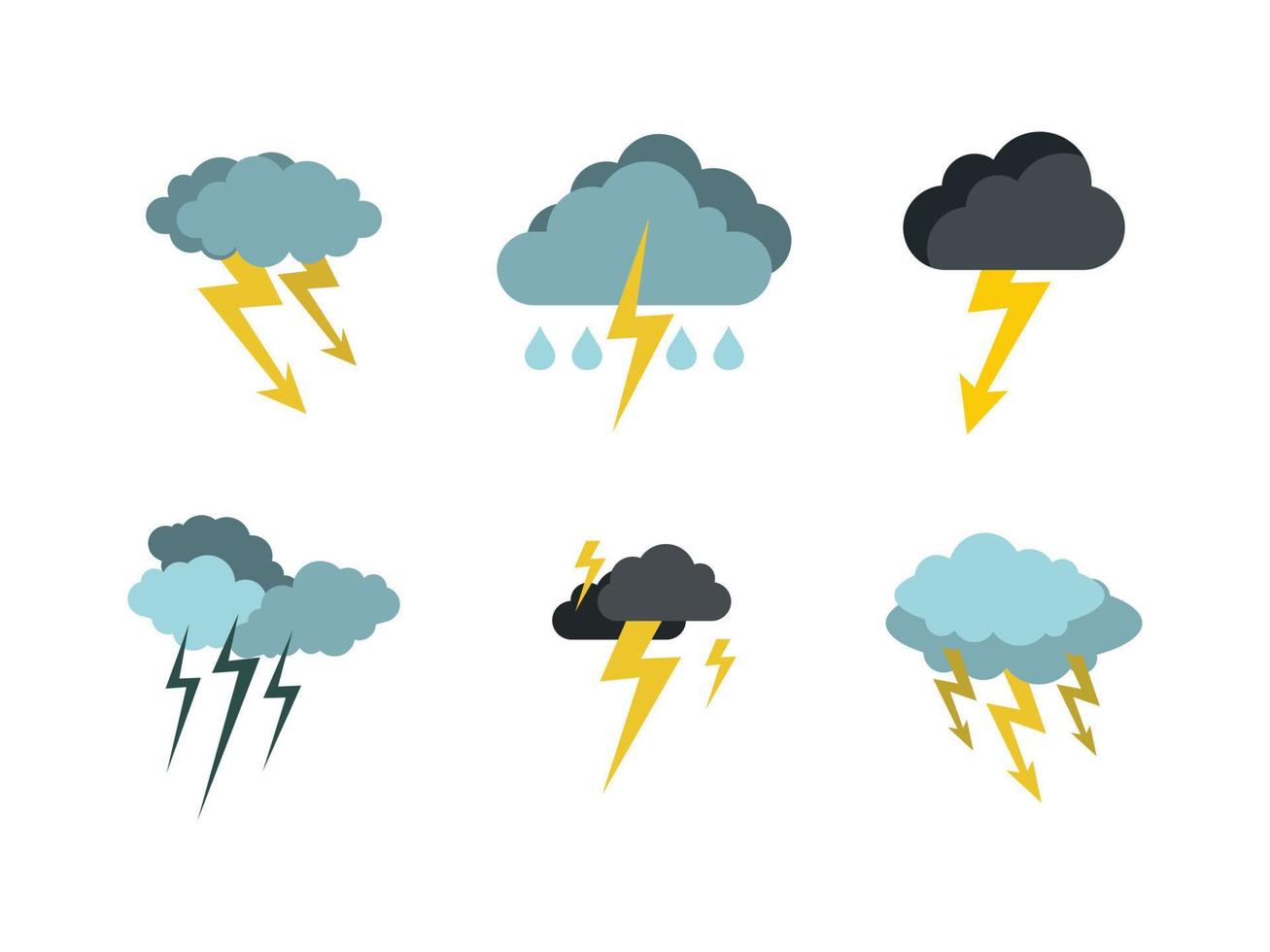 conjunto de iconos de tornillo de nube de tormenta, estilo plano vector