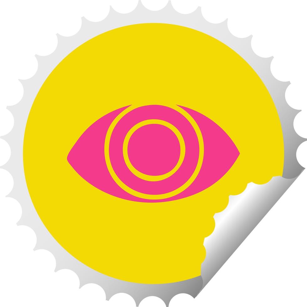 circular peeling sticker cartoon eye vector