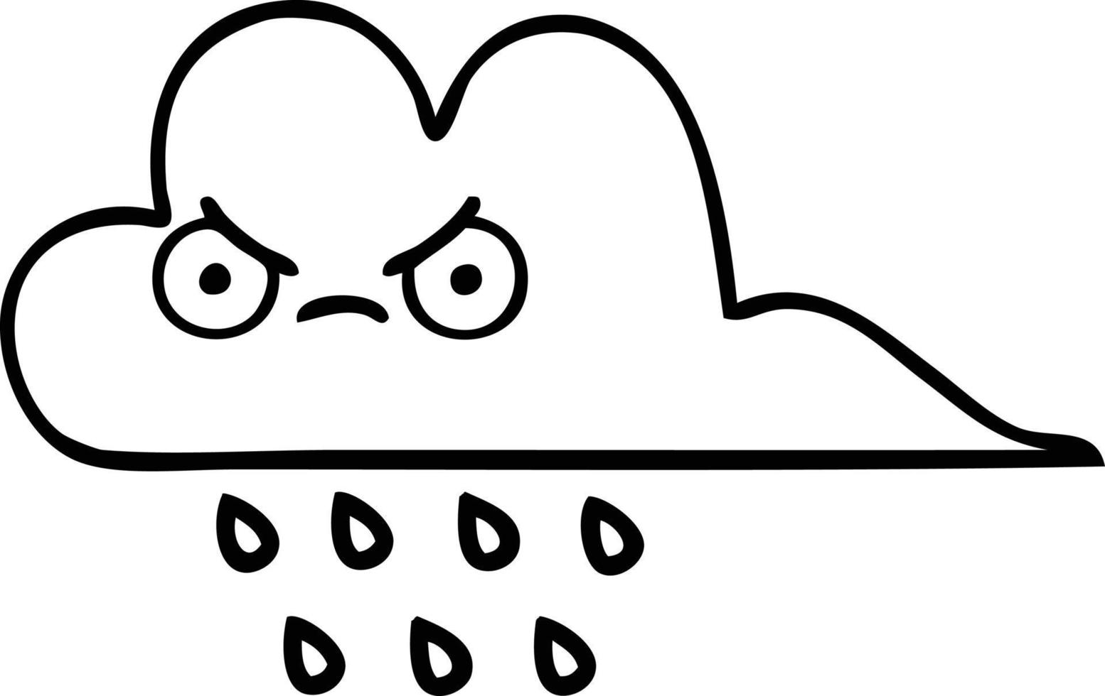 line drawing cartoon storm rain cloud vector