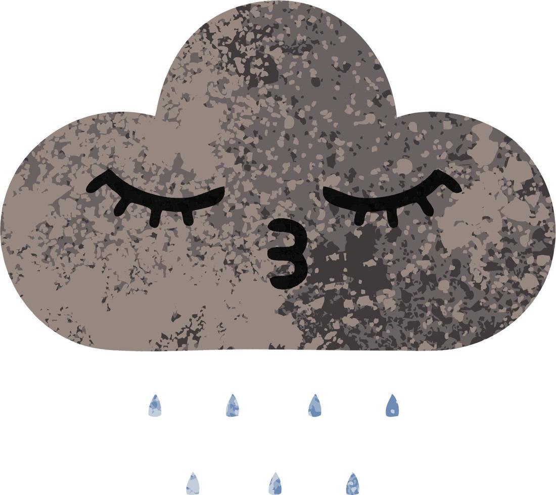 nube de lluvia de tormenta de dibujos animados de estilo de ilustración retro vector