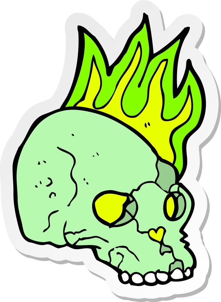 sticker of a cartoon spooky skull vector