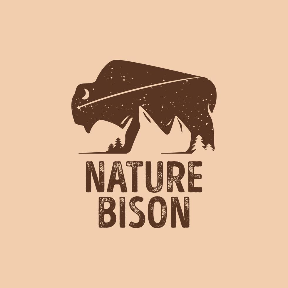 Nature Retro Bison Logo vector