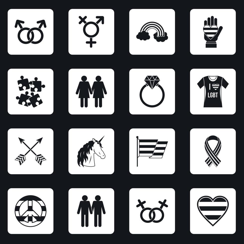 Lgbt icons set squares vector