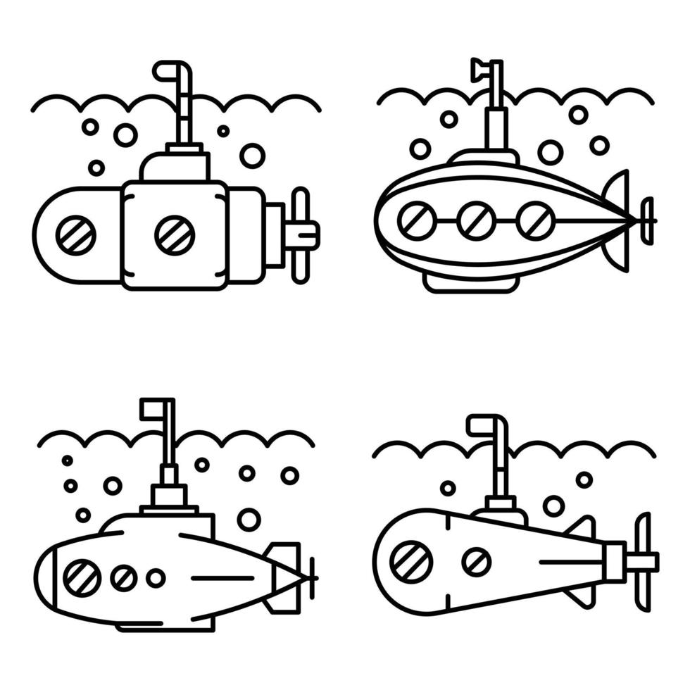 Periscope icon set, outline style vector