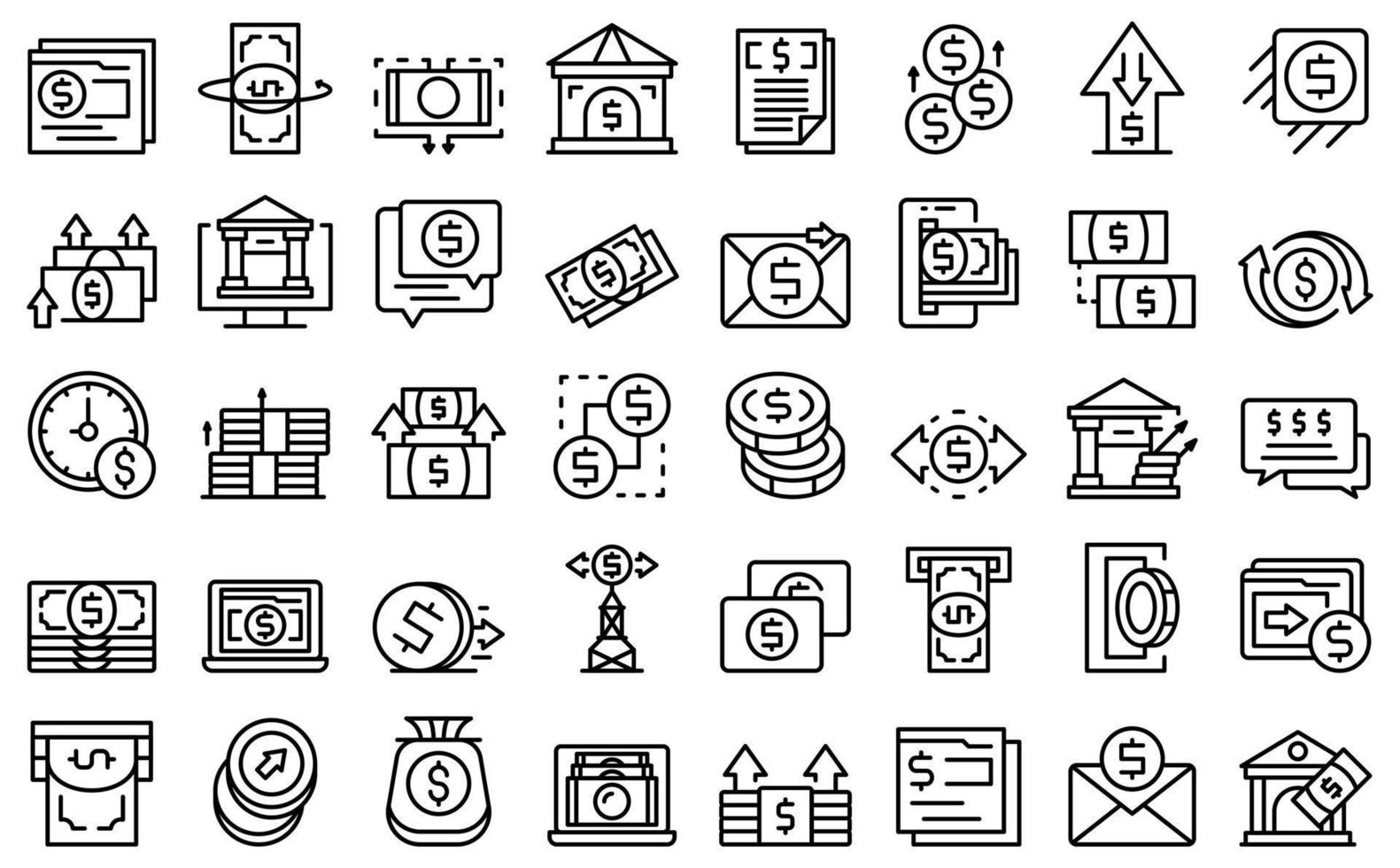 Sending money icons set outline vector. Wallet credit vector