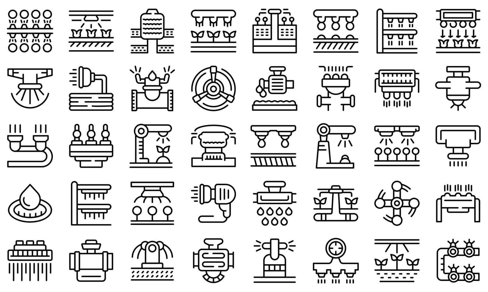 Irrigation system icons set outline vector. Agriculture farming vector