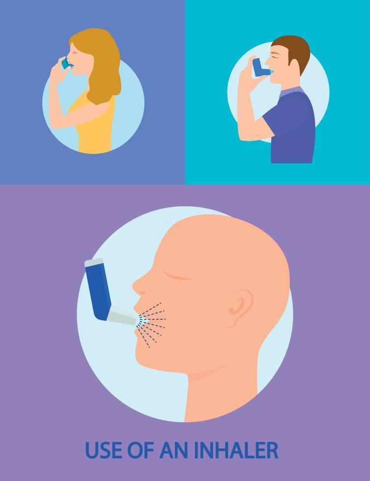 Inhaler banner set, flat style vector