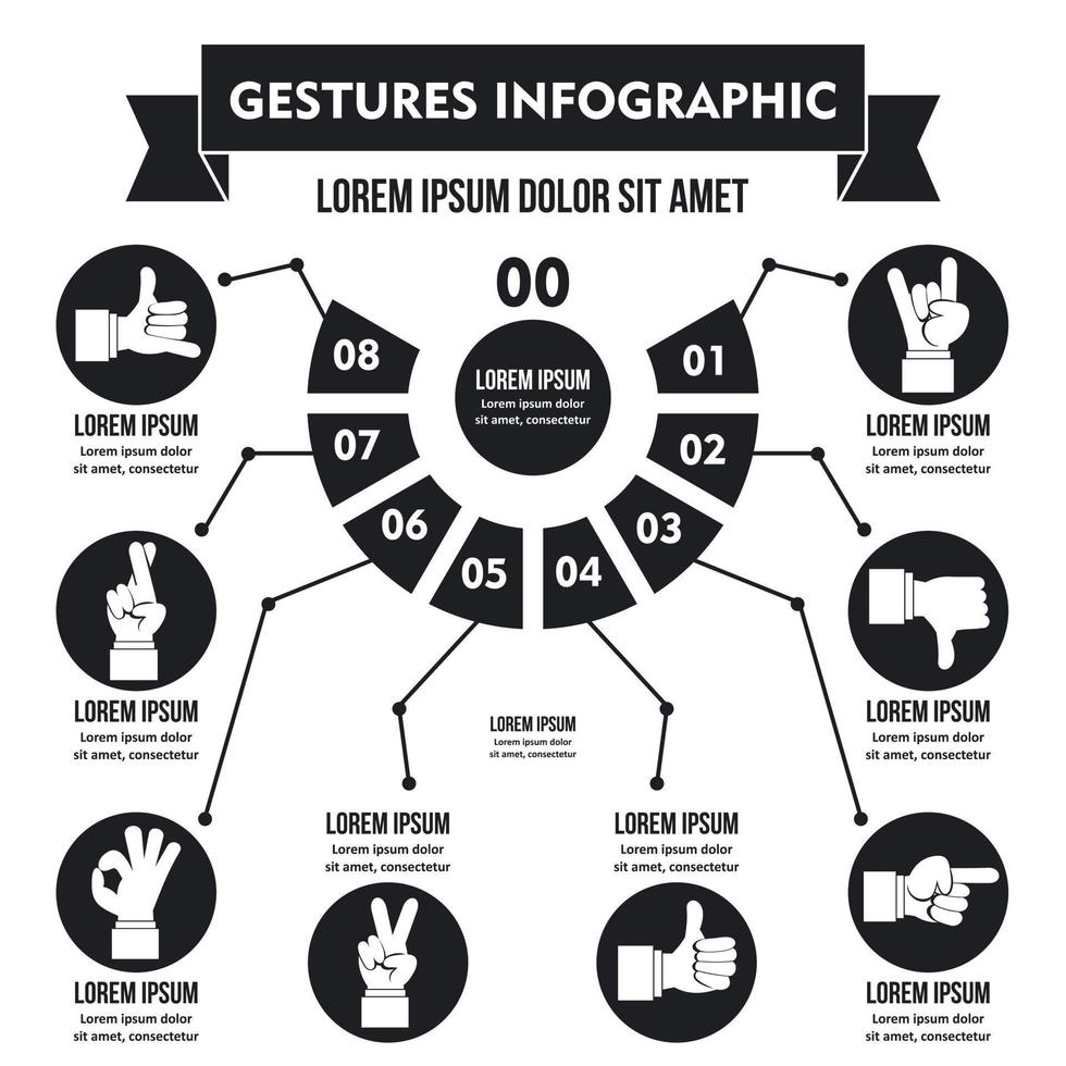 concepto infográfico de gestos, estilo simple vector