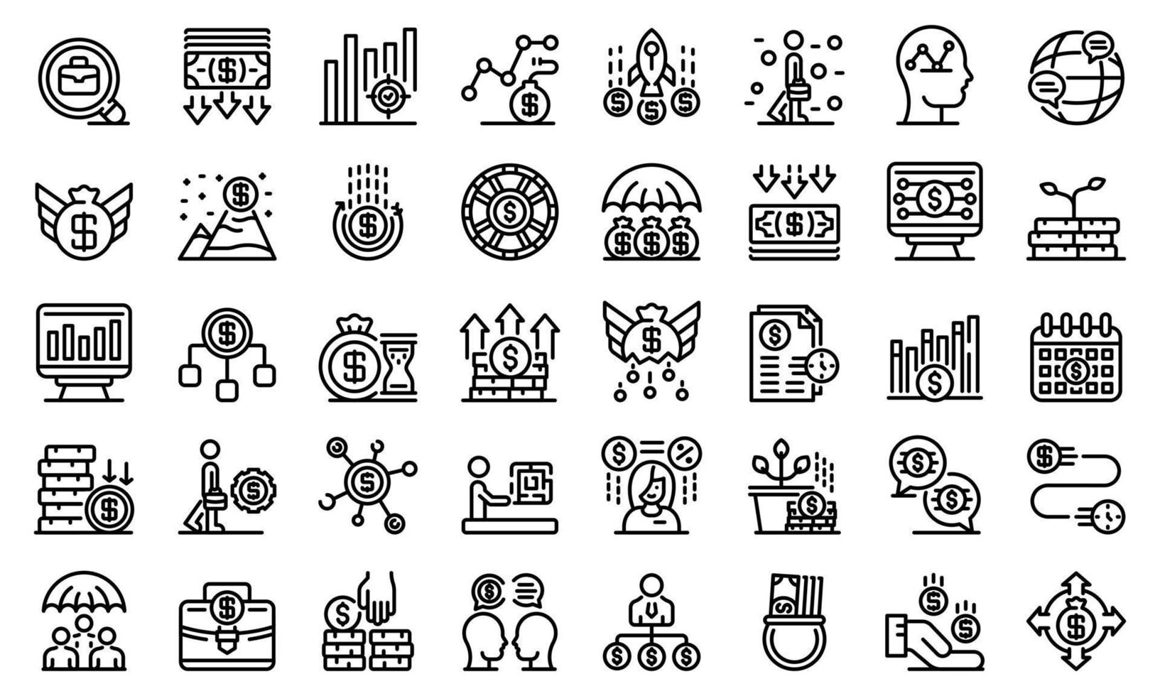 Crisis manager icons set, outline style vector