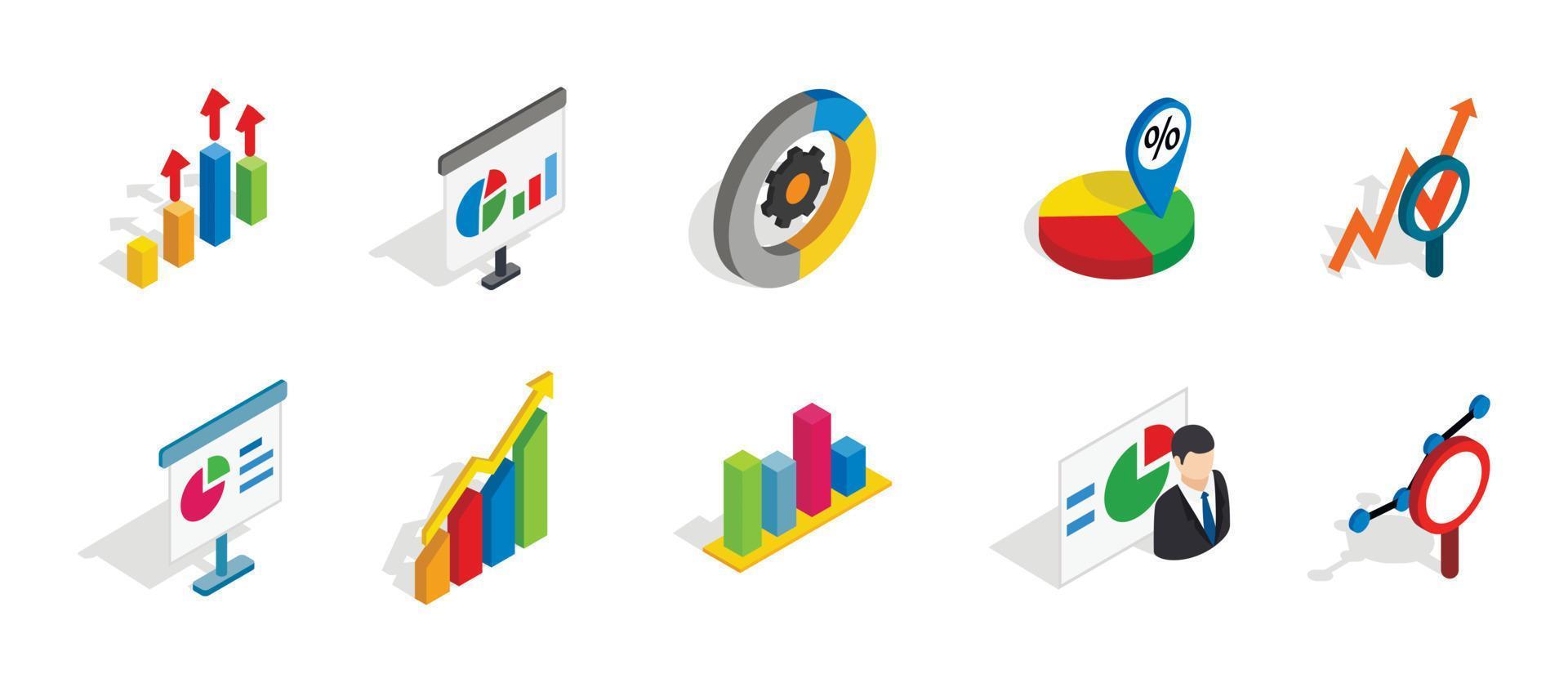 Diagram icon set, isometric style vector