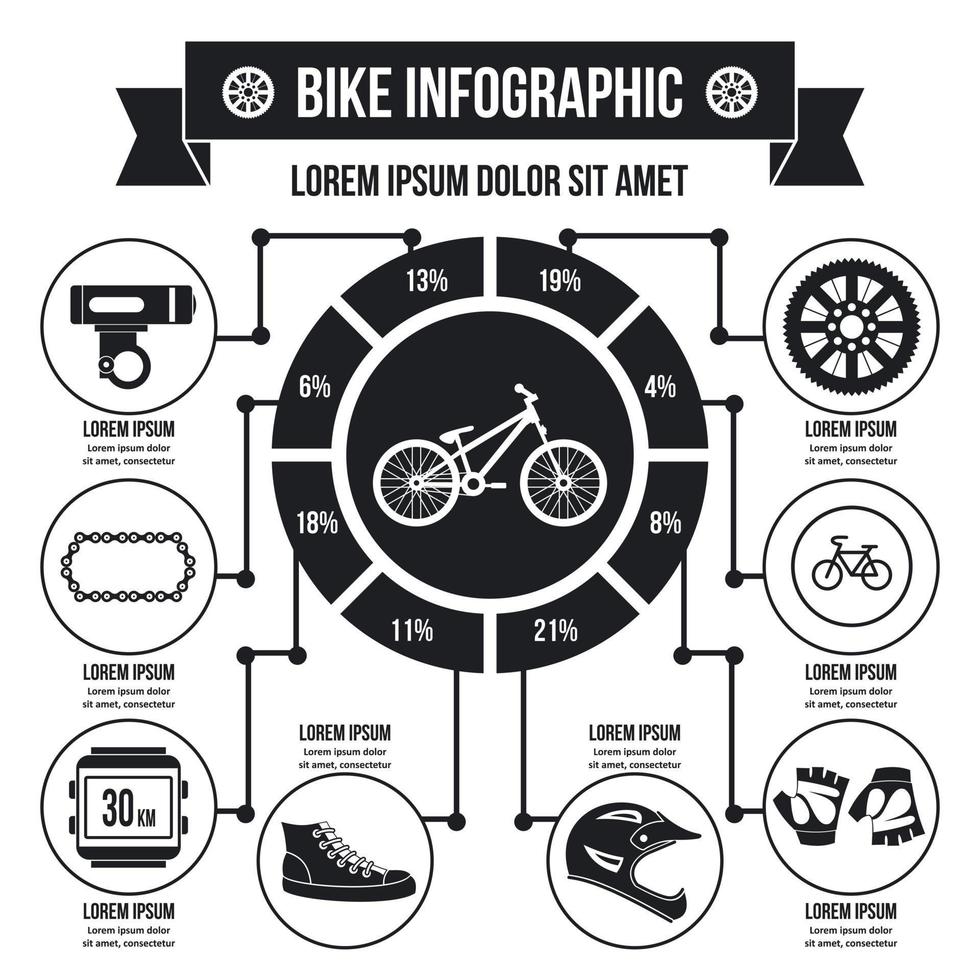 Bike infographic concept, simple style vector