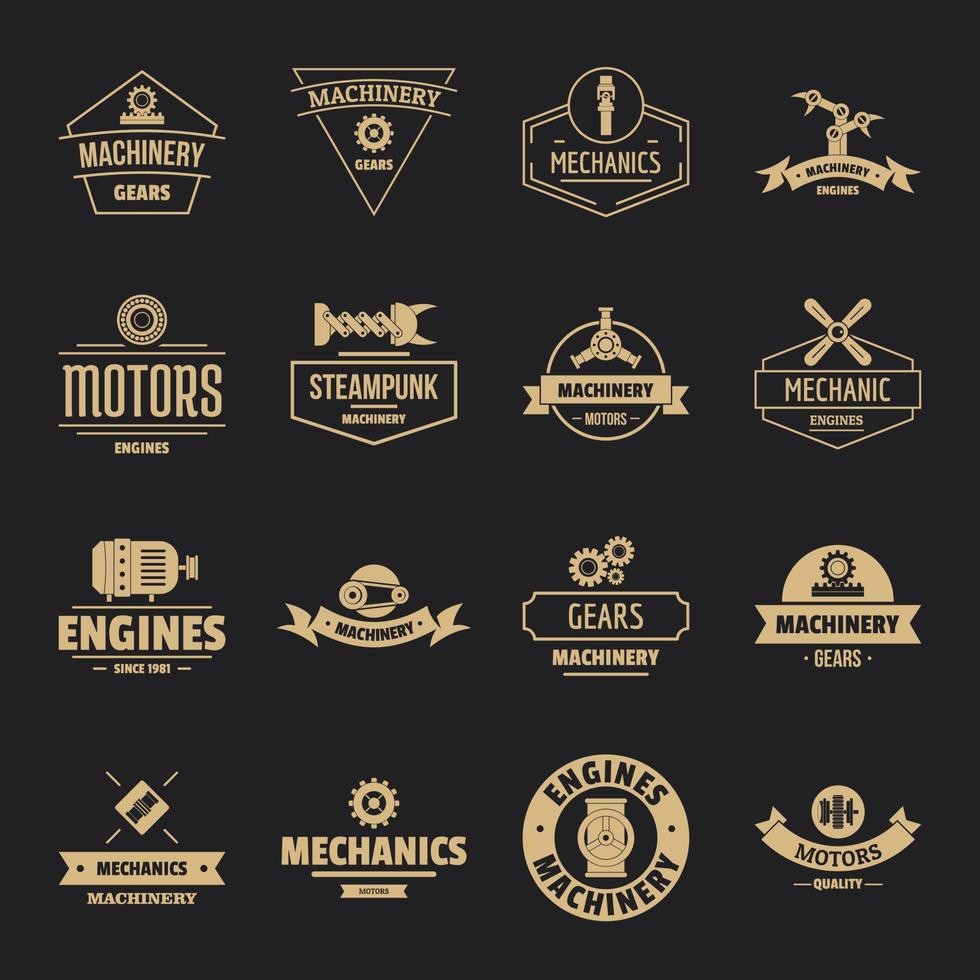 Mechanics logo icons set, simple style vector