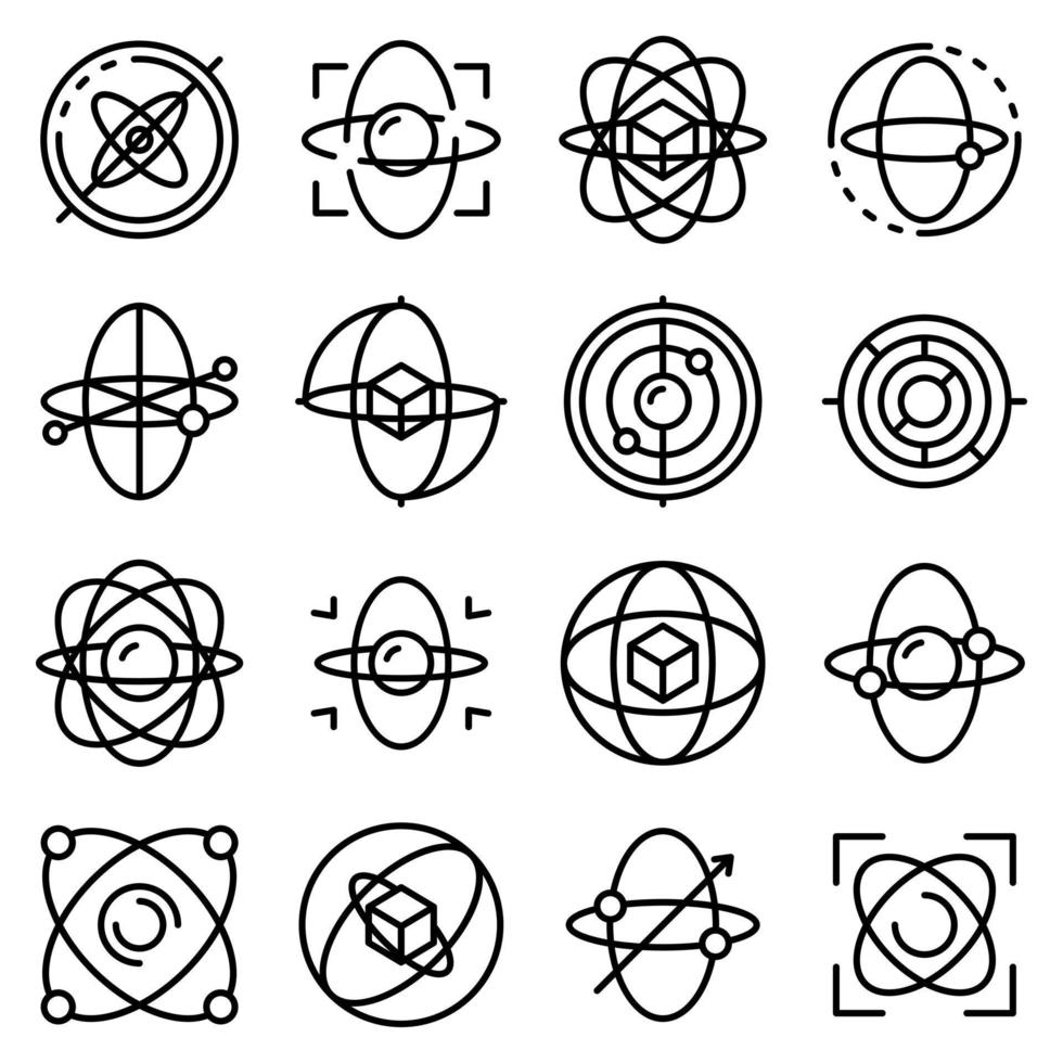 Gyroscope icons set, outline style vector