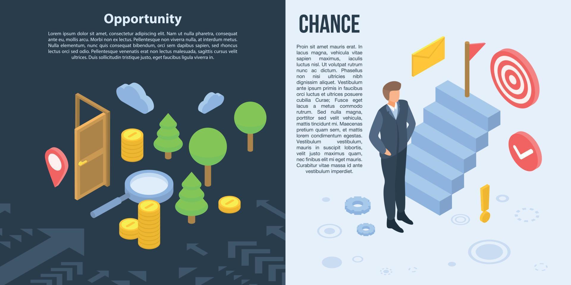 Opportunity banner set, isometric style vector